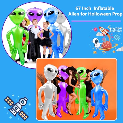 Giant Inflatable Alien Balloons Set - 4 Pack Large Space Party Decorations