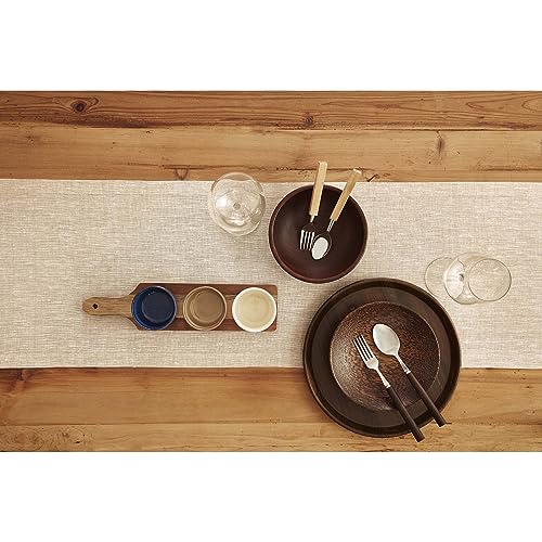 Pure Linen Table Runner Beige 14x48 in Athena - Handcrafted, Machine Washable