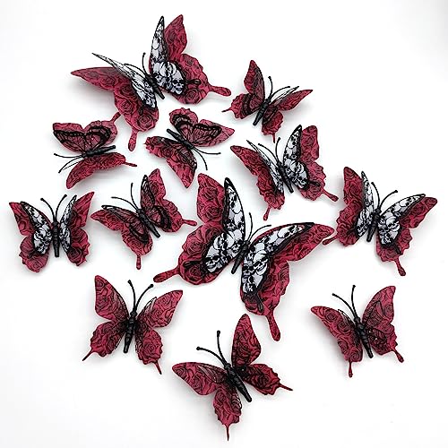 Halloween Wall Stickers 24 Pack - 3D Butterfly Decals & Window Art for Home & Room Decor