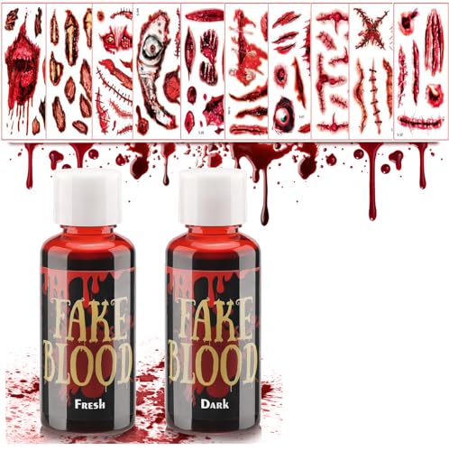Fake Blood Kit Halloween Tattoo Stickers Wound Gauze - Blood & Tattoo S