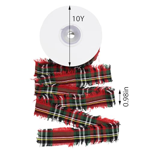 Christmas Buffalo Plaid Ribbon for Gift Wrapping & Decorations - 1 Inch x 10 Yards