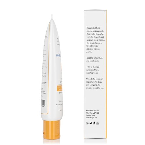 BioPo Tinted Mineral Sunscreen for Face SPF 40 – Lightweight Matte Formula with Zinc Oxide & Titanium Dioxide – Lightweight Matte Finish, Sheer Tint, Non-Greasy Texture, 1.75 oz