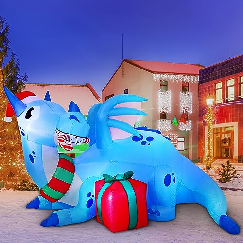 6FT Christmas Inflatable Dragon Outdoor Decoration with LEDs Yard Garden