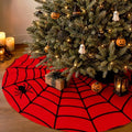 Red Halloween Spider Web Tree Skirt 36 Inch - Gothic Holiday Decor