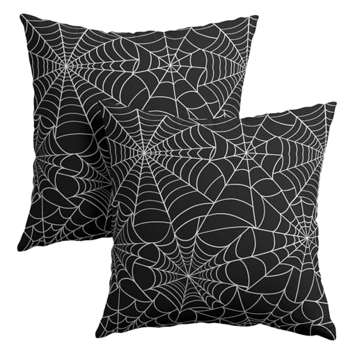 Spider Web Halloween Pillow Covers 24x24 Inch Set of 2 - Outdoor Decorative Throw Pillow Cases