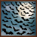 Halloween Window Clings Set - Large Scary Bat Silhouettes with Glow Eyes, Double Sided, 6 Sheets