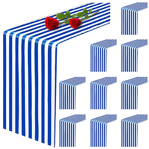 Blue & White Striped Table Runner 12x72 Inches Set of 10 - Elegant Linen Decor