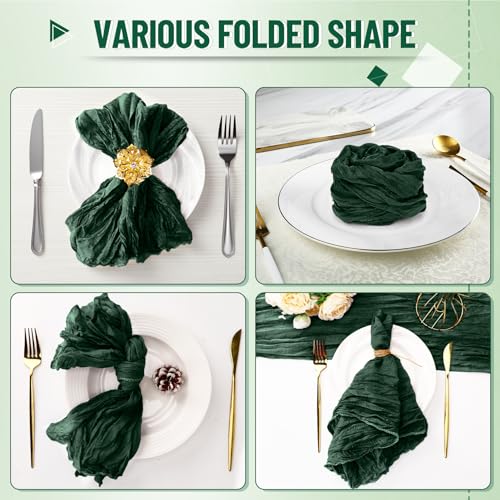 20x20 Inch Emerald Green Cheesecloth Napkins Set of 100 - Rustic Boho Table Linens