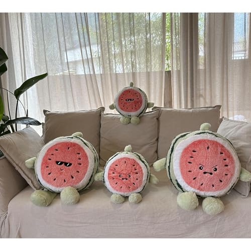 Watermelon Plush Pillow - 17.7 Inch Angry Fruit Soft Cushion for Kids & Adults