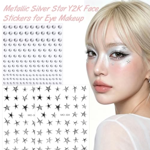 Face Gems with Star Stickers - Self-Adhesive Rhinestone Face Jewelry for Raves & Parties