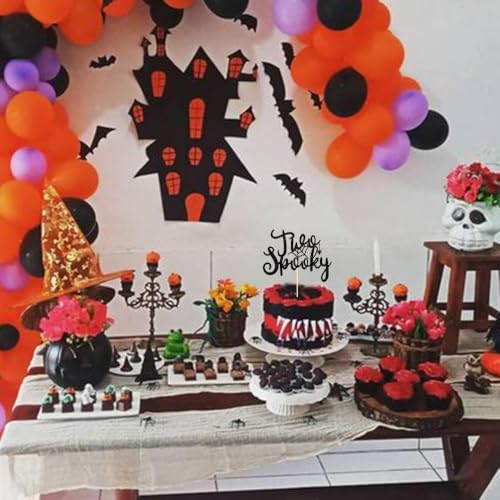 Black Glitter Halloween Birthday Cake Topper Spooky Party Decoration