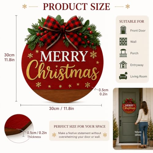 Merry Christmas Sign for Wreath - Outdoor Front Door Decoration - Variation of THIS Listing