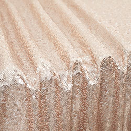 Champagne Sequin Rectangular Tablecloth 90x156 Inch for Wedding Party Holiday