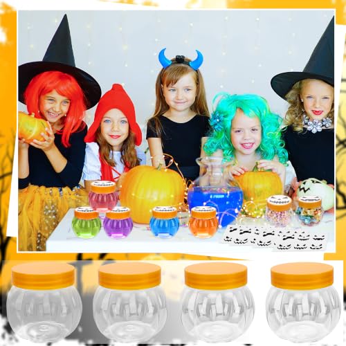36 Pack Halloween Plastic Pumpkin Candy Jars with Orange Lids - Small Treat Containers for Parties & Decorations