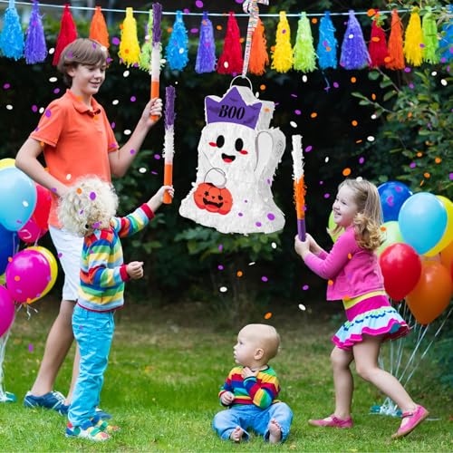 VINTS Halloween Ghost Piñata with Blindfold & Stick - White
