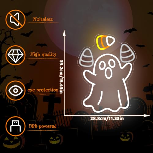 Ghost Corn Juggling Halloween Neon Sign - Animated Dimmable LED Decor - Variation of THIS listing