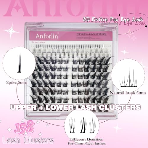 Fox Eye Lash Clusters with Bottom Lashes - 158 PCS, Curly & Wispy, Left & Right Set - Variation 02-Fox Eye