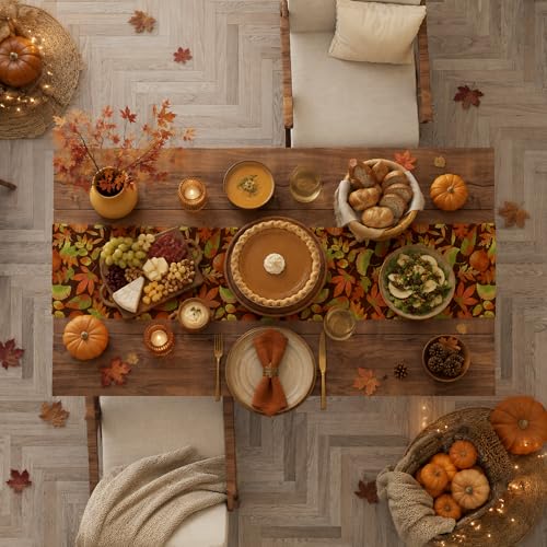 Fall Leaves Table Runner - Autumn Decor for Thanksgiving & Friendsgiving