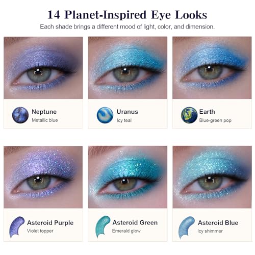 Galactic Eyeshadow Palette - Solar System Inspired Metallic Shades for Creative Makeup