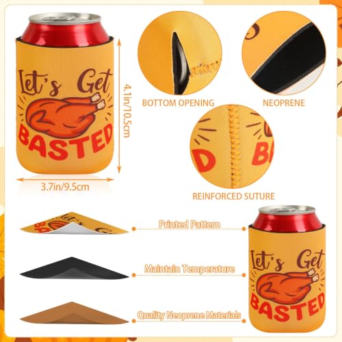 Friendsgiving Can Cooler Sleeves Set - 18 Pack with Fall Designs - Friendsgiving Color