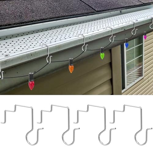 120 Pcs Stainless Steel Christmas Gutter Light Hooks Outdoor Mesh Light Hanger