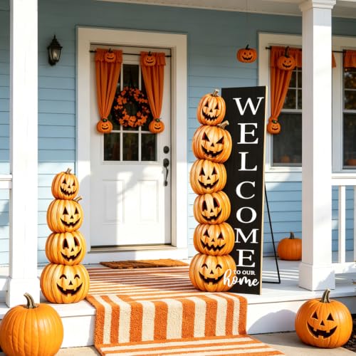 Halloween Welcome Sign for Front Door 41.5x12.5in Spooky Pumpkin Yard Decor - Variation of Halloween Pumpkin Welcome