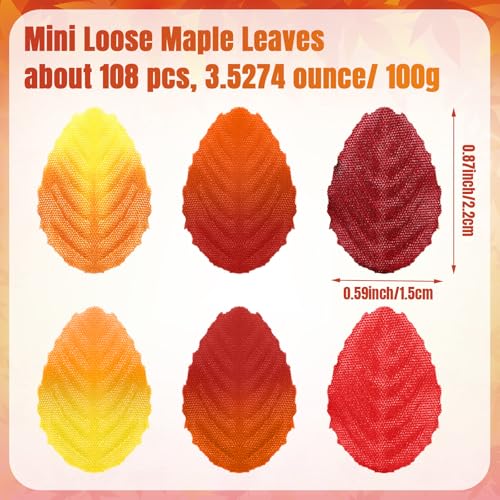 Mini Fake Maple Leaves for Fall & Halloween Craft Decoration Reddish Brown - 108 pcs