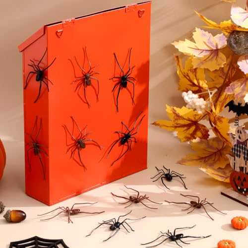 12PCS Halloween Realistic Spider Magnets - Black & Brown, Removable Decorative Spiders