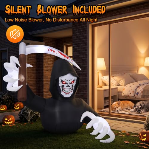 7.2ft Halloween Inflatable Grim Reaper Decor with Lights - Black & White