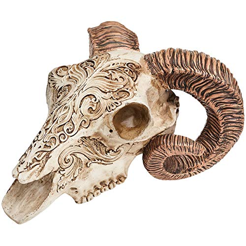 Ram Skull Decor Figurine - Gothic Scrimshaw Animal Skull Statue