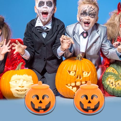 Halloween Pumpkin Candy Bucket with Handle - Trick or Treat Lantern for Party Decor