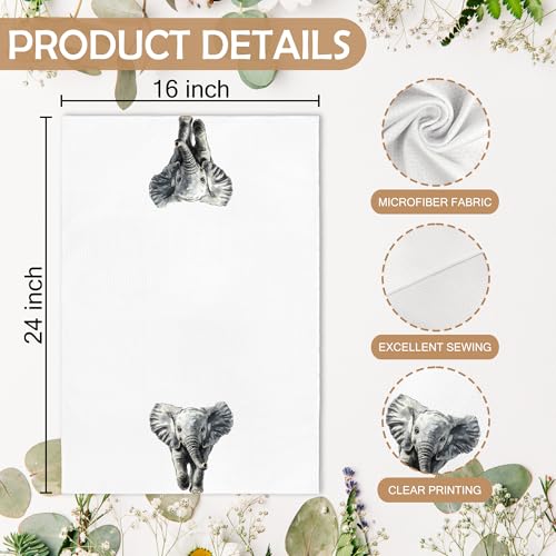 Elephant Kitchen Towels and Dishcloths Set - Nursery Decor Gifts, 16x24 Inches - Rustic Safari Jungle Theme - Variation: Elephant
