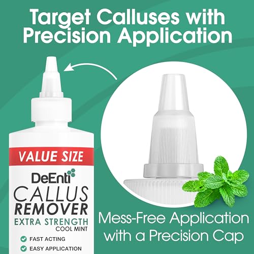 DeEnti Foot Callus Remover Gel - Cool Mint 16oz Extra Strength for Dead Skin & Corn Removal