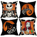 Halloween Decorative Throw Pillow Covers 20 x 20 Set of 4 - Orange Jack Skeleton & Ghost Design