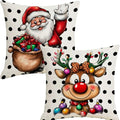 Christmas 18x18 Inch Pillow Covers Set of 2 Santa Elk Double-Sided Holiday Decor