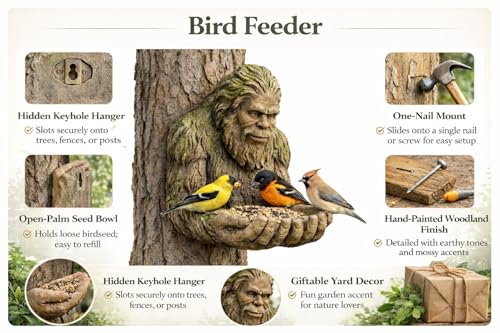 Bigfoot Tree Bird Feeder - Sasquatch Sculpture Garden Decor - Tree Hugger