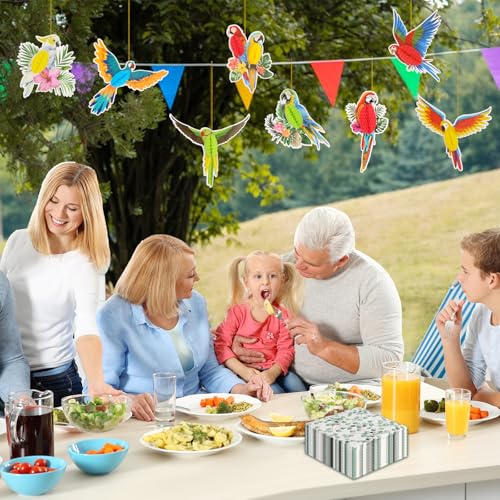 Tropical Parrot Honeycomb Paper Cutouts - 12 PCS Hawaiian Bird Decorations - Color 2