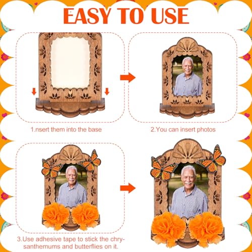 Day of the Dead Decoration Kit with Wooden Photo Frames, Marigolds & Butterflies