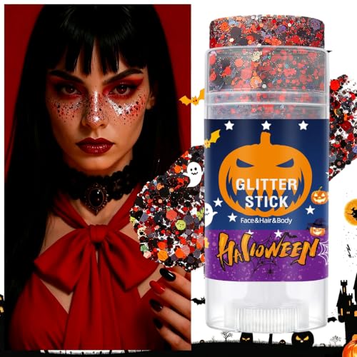 Halloween Body Face Hair Glitter Stick - Red & Black Chunky Style-31