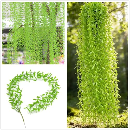 Willow Branches - Green 10 Pack Artificial Hanging Vines for Indoor Outdoor Decor