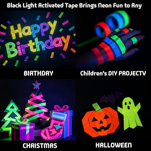 UV Neon Balloons & Gaffer Tape Set for Glow Party Decorations - 110 Pieces