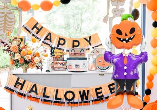 Halloween Skeleton Balloon Set - Spooky Pumpkin Head & Skull Man Decorations