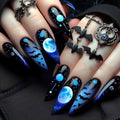 Halloween Press On Nails Long Bat Moon Pattern - Variation of THIS listing 7