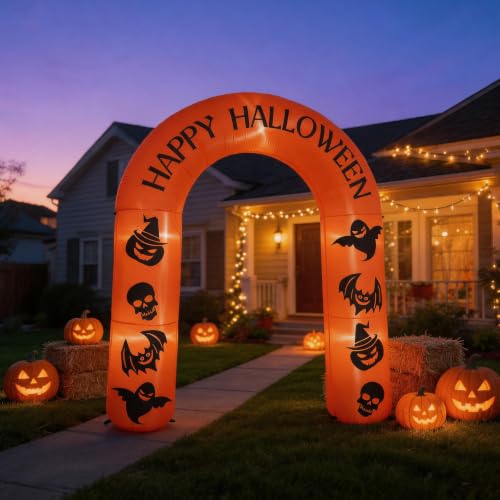 7.5FT Halloween Inflatable Archway with LED Lights - Weatherproof Outdoor Decor
