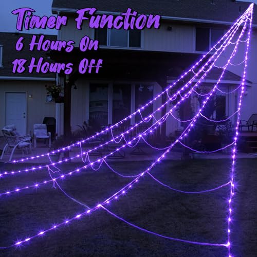 Purple Halloween Spider Web Lights 290 LED 23 Ft Outdoor Indoor Decoration