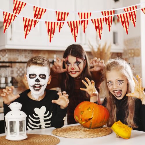 Creepy Carnival Banner Set - 263 Ft Red & White Striped Halloween Decorations
