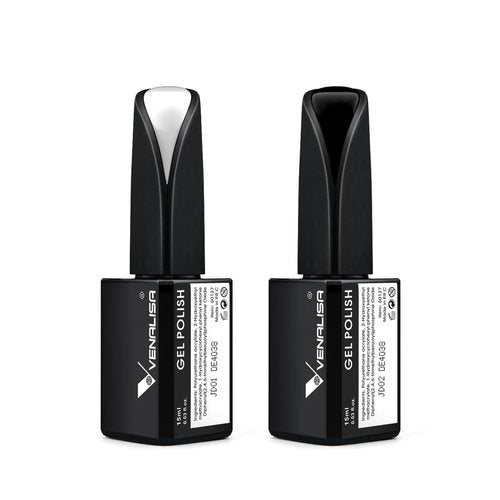 VENALISA 2Pcs 15ml Black White Gel Nail Polish Kit, Nail Gel Polish Set Soak Off UV LED Nail Art Starter Manicure Salon DIY at Home
