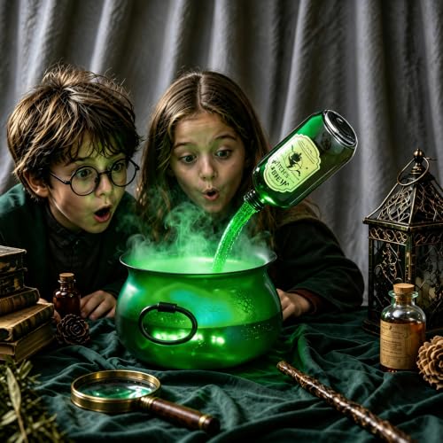 Halloween Floating Potion Cauldron with Mist Maker and Green Glow