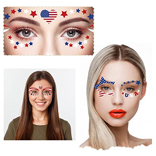 Patriotic 4th of July Temporary Tattoo Stickers - USA Flag & Stars, 20 Sheets