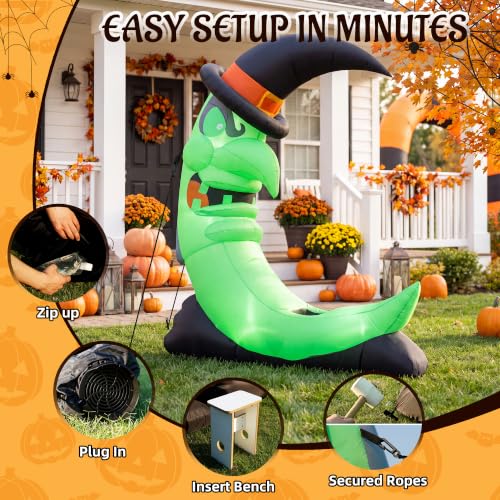 Green 8.9 FT Giant Halloween Inflatable Witch on Moon Outdoor Decorations